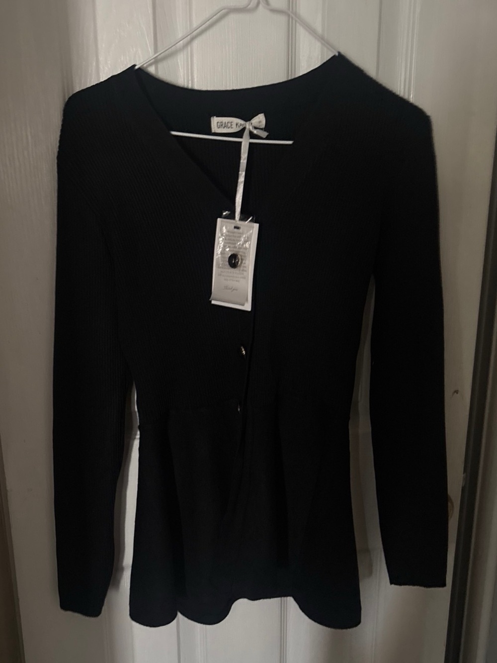 Black V-Neck Knit Top